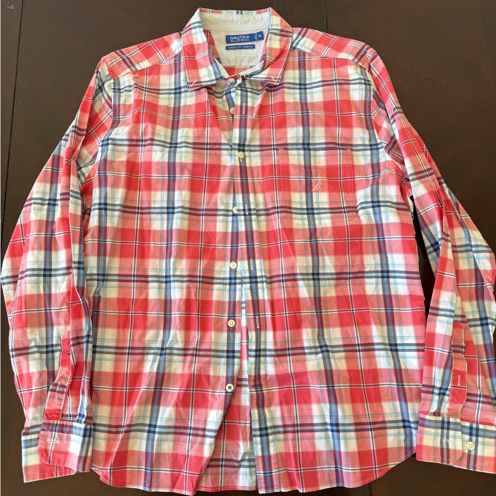 NauticaMen's Red Plaid Shirt